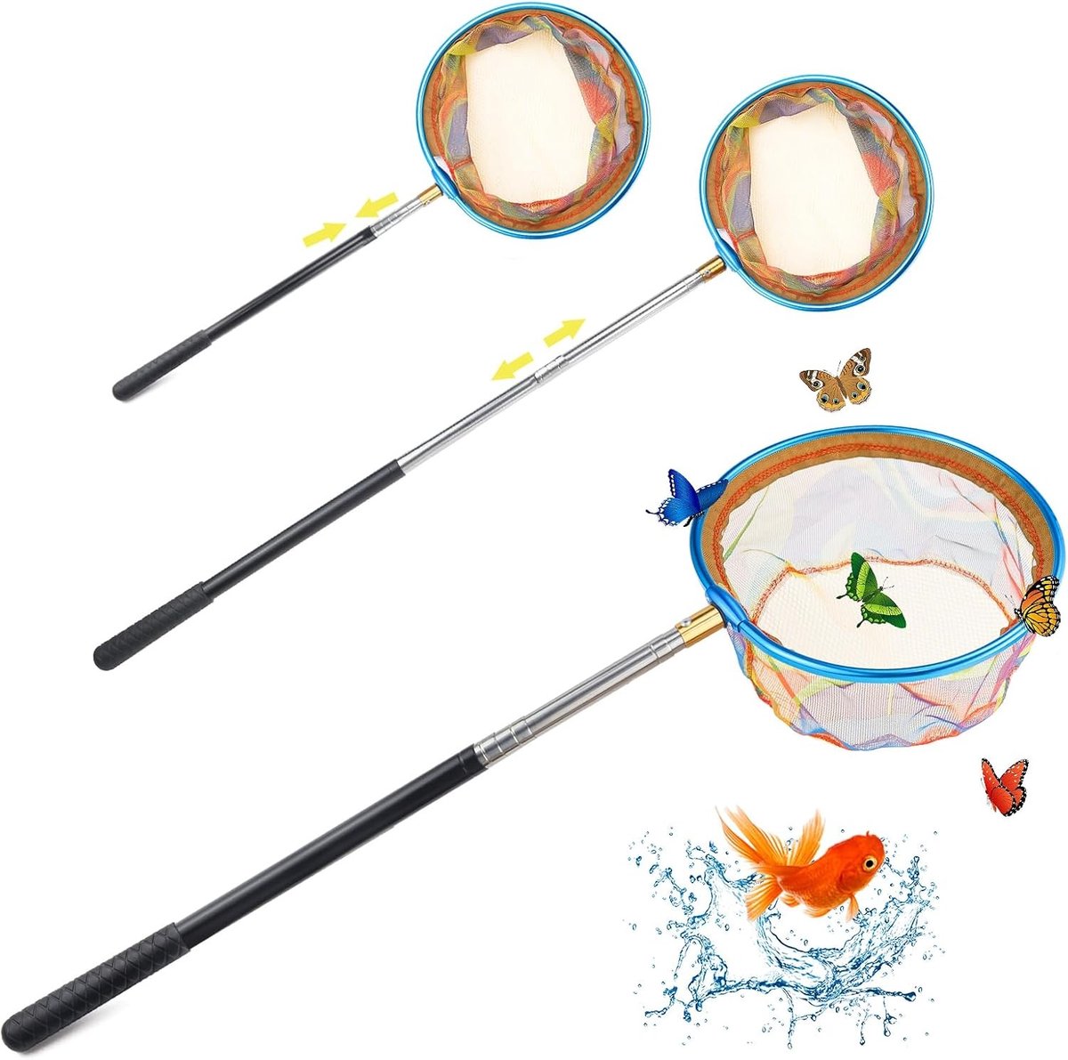 Telescopisch Landing Net voor Kinderen - Veilig Insecten Vangen, Ideaal voor Tuin, Vijver en Strand, Verstelbare Lengte van 66 cm tot 145 cm
