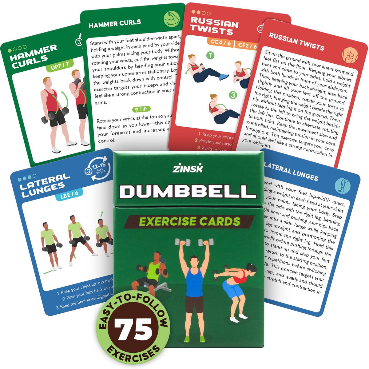 SnelShoppen - 75 Haltertrainingskaarten - Full Body Krachttraining Oefendek - 3,5 x 2,5 Inch Fitnessgids voor Thuis voor Mannen en Vrouwen - Word Ster