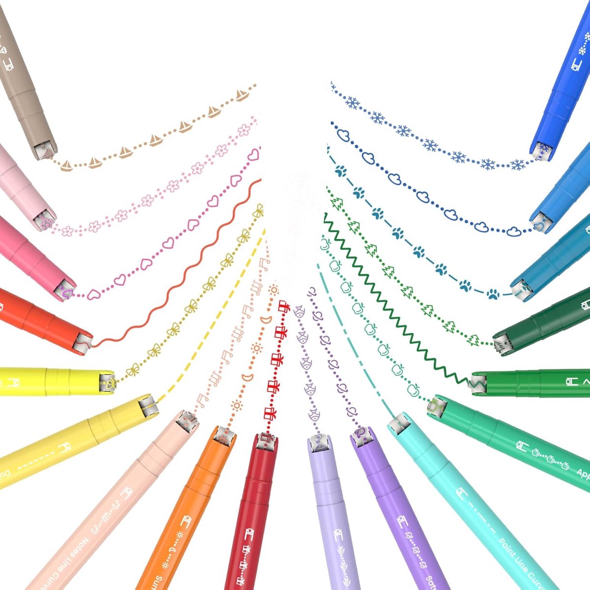SnelShoppen - Set van 18 markeerstiften en markers met dubbele punt, fineliner, 18 kleuren voor bullet journal, school, universiteit en creatieve proj