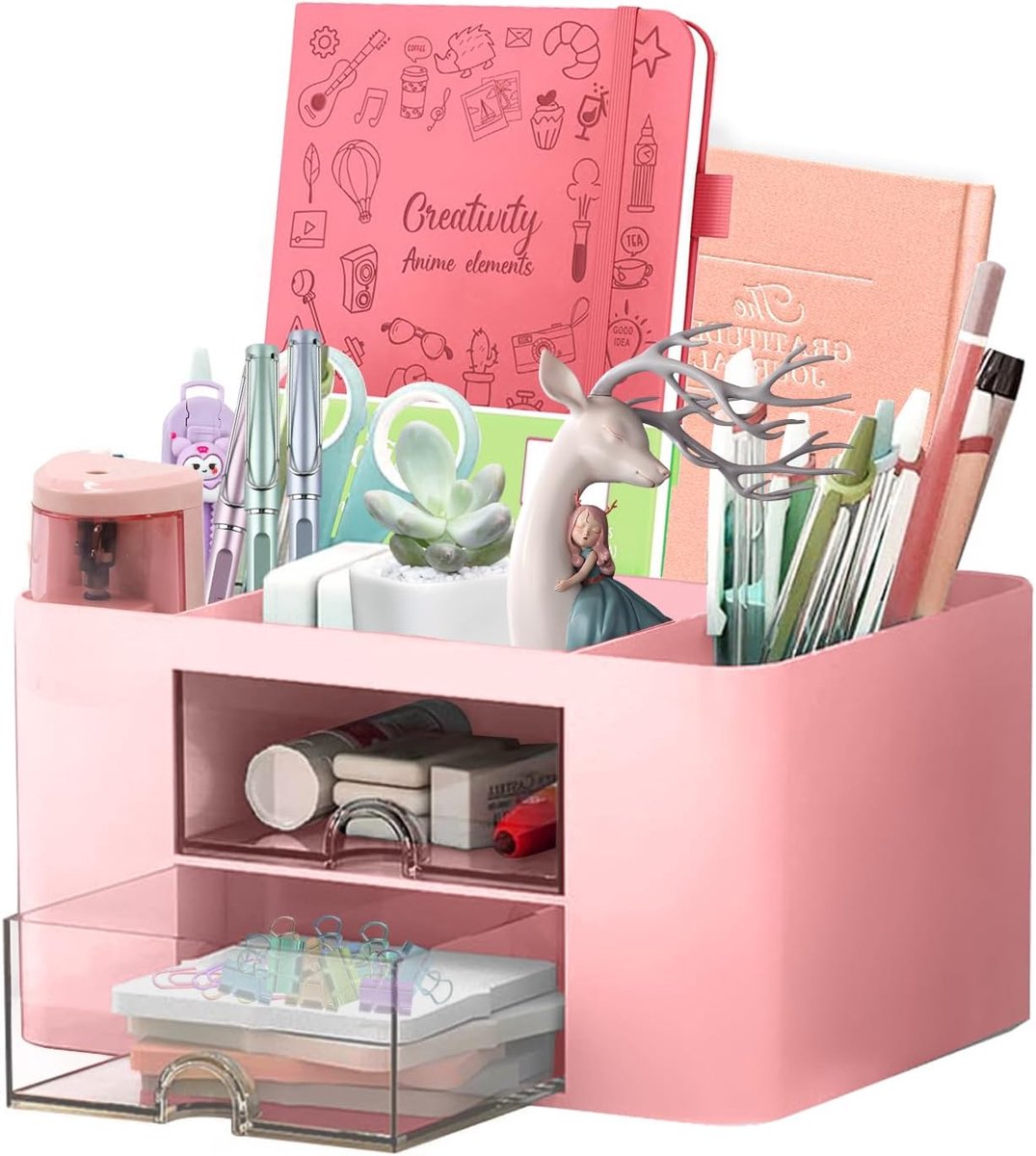 SnelShoppen - Bureau-organizer met 7 vakken, multifunctionele pennenhouder, bureau-organizer met lade, ruimtebesparend en ideaal voor kantoor, thuis,