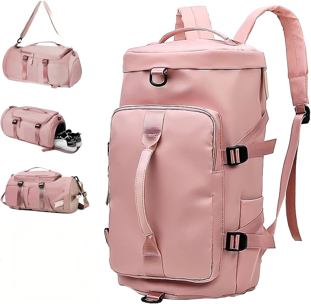 Sporttas 35 liter - lichtroze Oxford - met schoenencompartiment - ideaal voor fitness - SnelShoppen