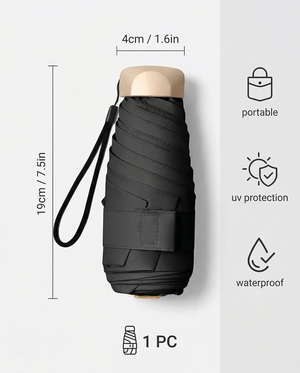 Mini Pocket taschenschirm stormfest, Dames kleine vouwbare schirm, ultralicht, UV-blokkering, hoogstevige - ShopVlot