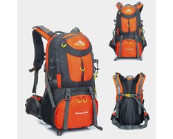 SnelShoppen - Trekking Rugzak 60L - Waterdichte Outdoor Rugzak voor Camping, Wandelen, Bergbeklimmen - Oranje Dagrugzak - Ideaal voor Avontuurlijke Re