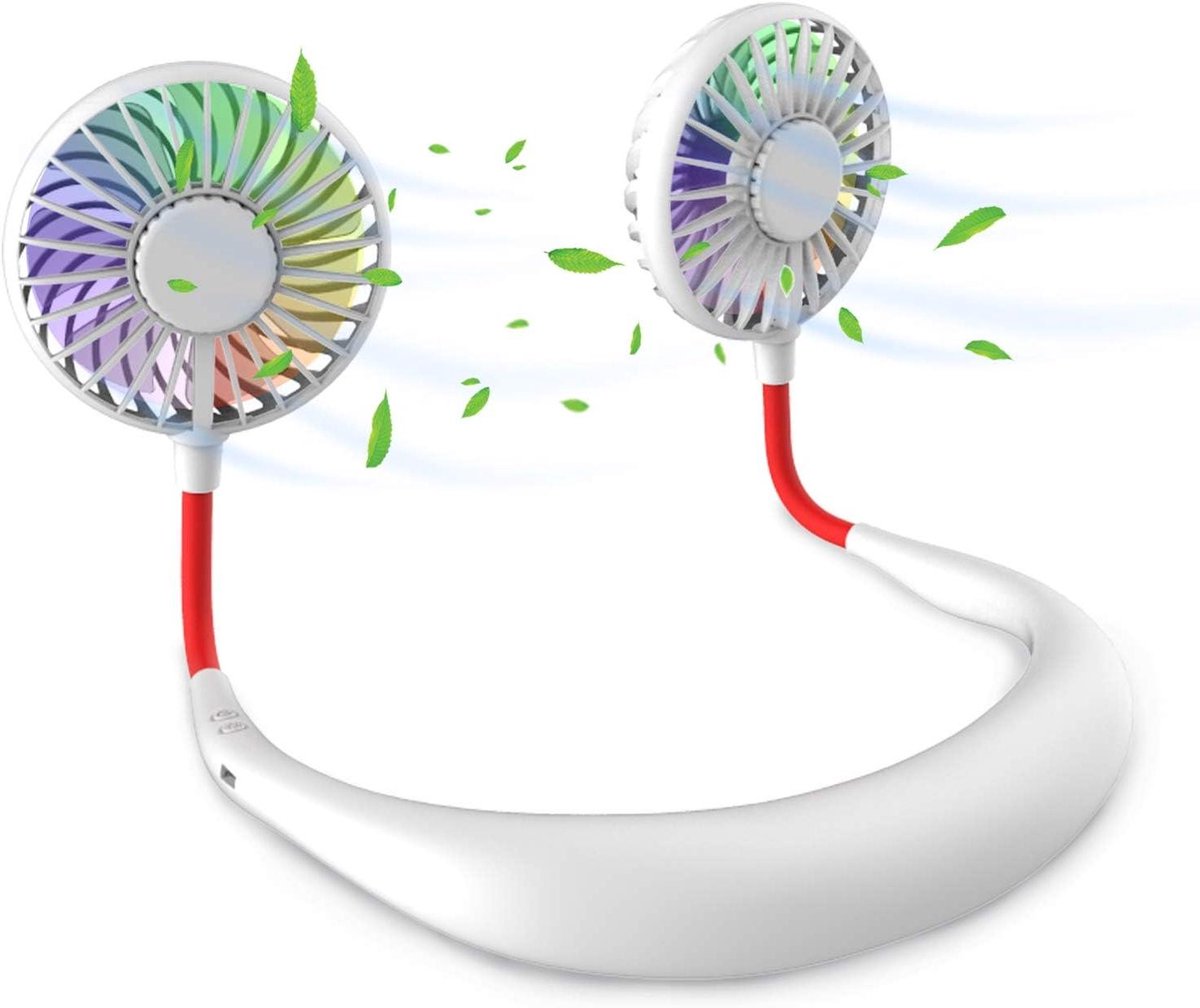 Draagbare Mini Ventilator - Nek Ventilator - Persoonlijke Koeling - Handsfree Design - 20.5 cm - Wit