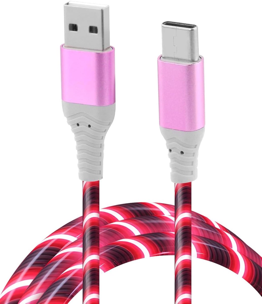 Snelle 2m Oplaadkabel voor Android en USB-C, Multi LED Design, Perfect voor Feestjes en Cadeaus voor Kinderen