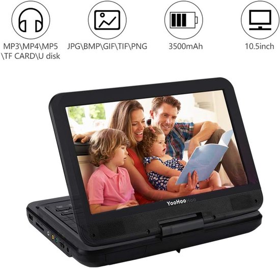Draagbare DVD speler - Portable DVD speler - Met USB en Accu - Voor in Auto - Mediaspeler — afbeelding 4