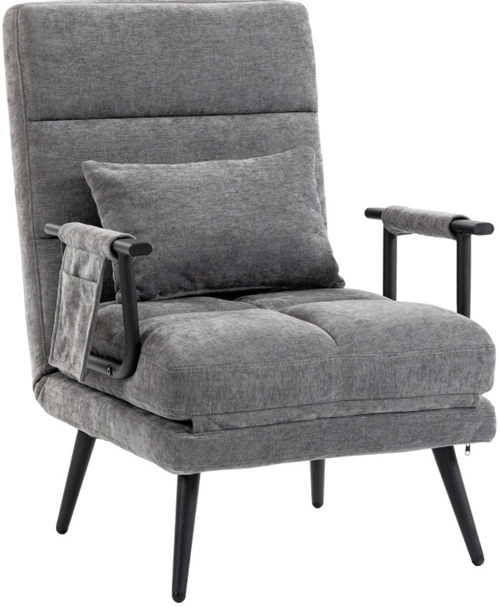 STILVORA Fauteuil 186 x 67 x 96 cm - 3-In-1 Slaapfauteuil Met Verstelbare Rugleuning - Voor Woonkamer En Logeerkamer - Chenille Grijs