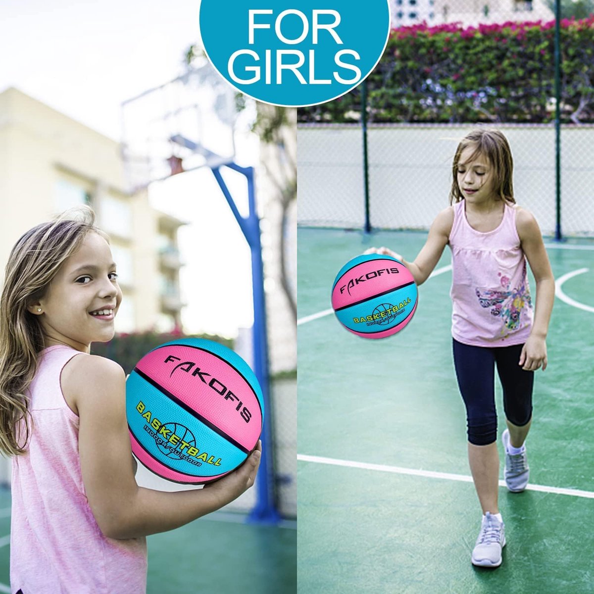 SnelShoppen - Basketbal voor Kinderen Maat 3, 5, 7 - Roze - Voor Binnen en Buiten - Ideaal voor Beginners en Spelletjes in de Tuin