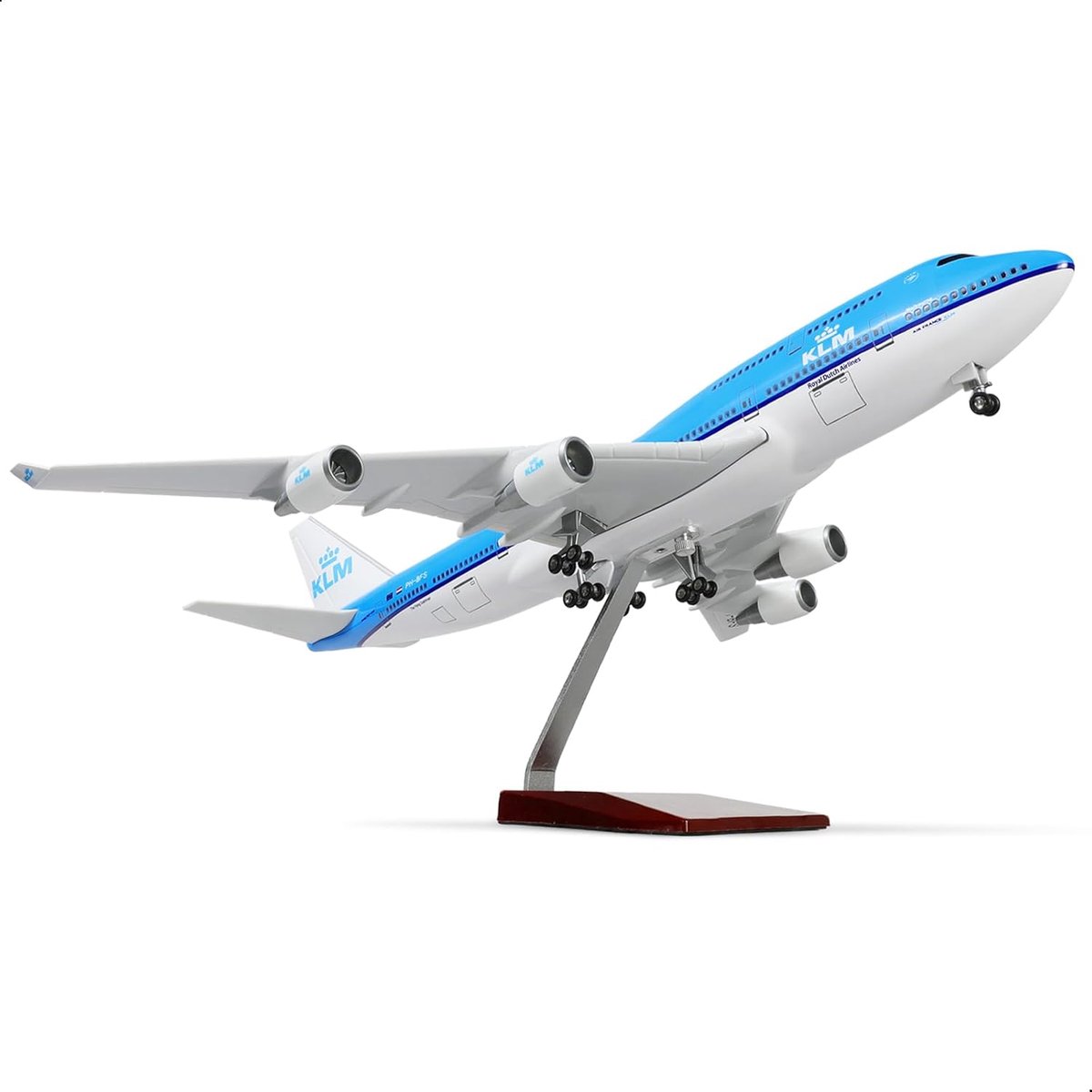 SnelShoppen - Boeing 747 NL KLM 1/160 Groot Vliegtuigmodel - 17 Inch Cast Vliegtuigmodel voor Volwassenen - Perfecte Displaydecoratie voor Luchtvaartl