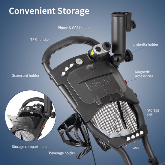 Golfkar - 4 Wielen Trolley - Golfen Gemakkelijk Maken - Compact Vouwmechanisme - 15.19 x 5.5 x 24 Inch - Donkergrijs — afbeelding 2