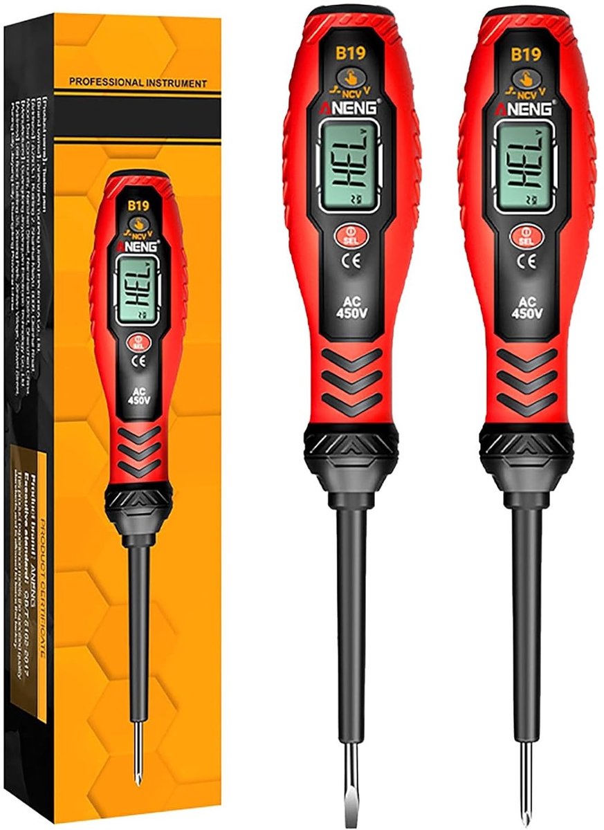 Contactloze Spanningsmeter Schroevendraaier, Fase- en Neutraalzoeker, AC 11V/30V-1000V met LCD Scherm en Akoestisch Alarm voor Veiligheid en Nauwkeurigheid