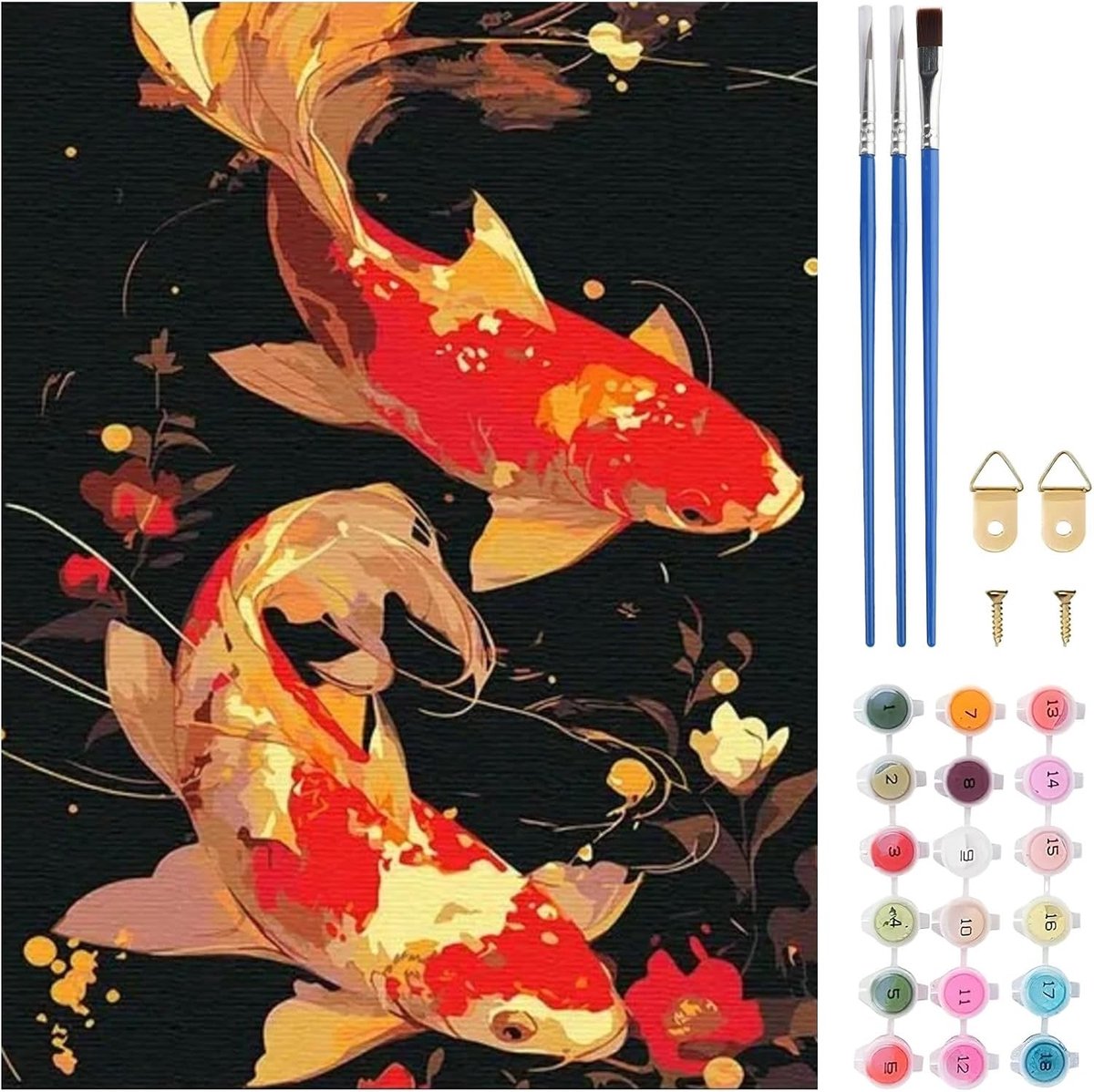 Schilderen op Nummer Kit voor Volwassenen, DIY Dieren en Vissen Schilderen op Canvas voor Thuisdecoratie, Cadeau 30x40cm