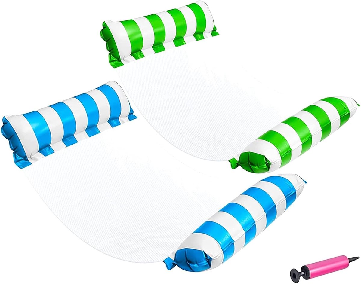 Thijox - Opblaasbare Waterhangmat 4-in-1 Luchtmatras voor Zwembad - 2 Stuks - XL Opblaasbaar Zwembadspeelgoed voor Volwassenen en Kinderen - Perfect v
