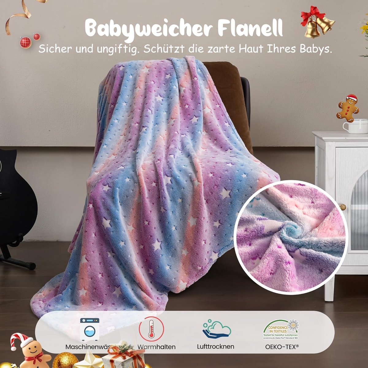 Winthome Children's blanket, glow at night, soft and thick blanket, ideal for girls and boys, warm and comfortable - ShopVlot