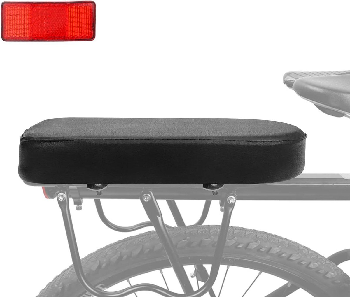 Fiets achterzitje - Zadel kussen - Extra passagiers - Universele montage - 327 x 163 x 87 cm - Zwart