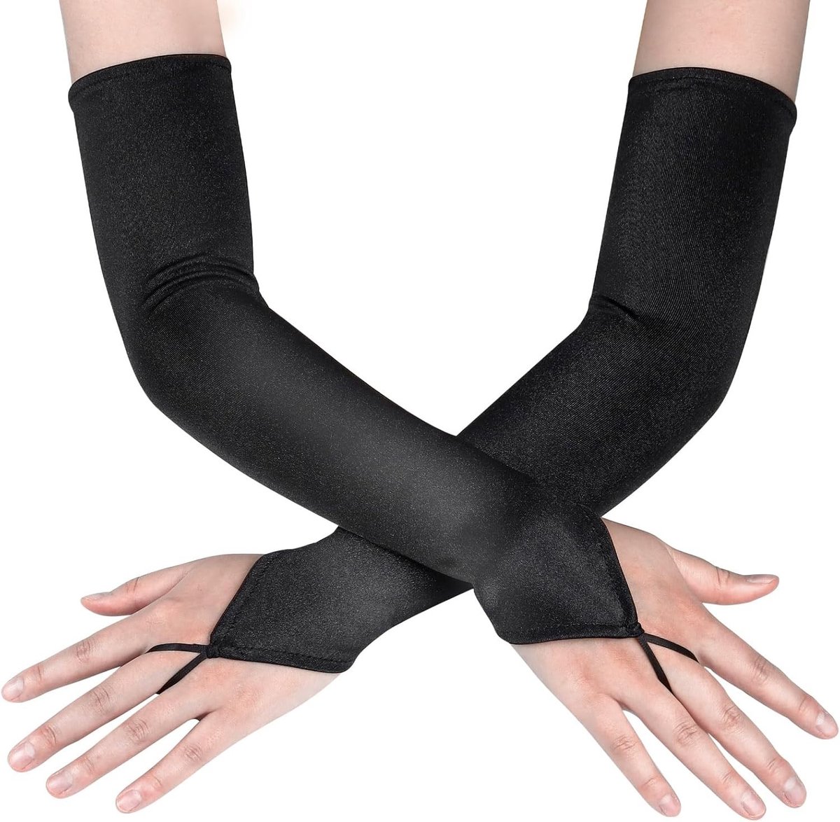 Elegante Vingerloze Satijnen Handschoenen tot de Elleboog in 1920s Stijl voor Dansfeesten, Bruiloften en Cosplay