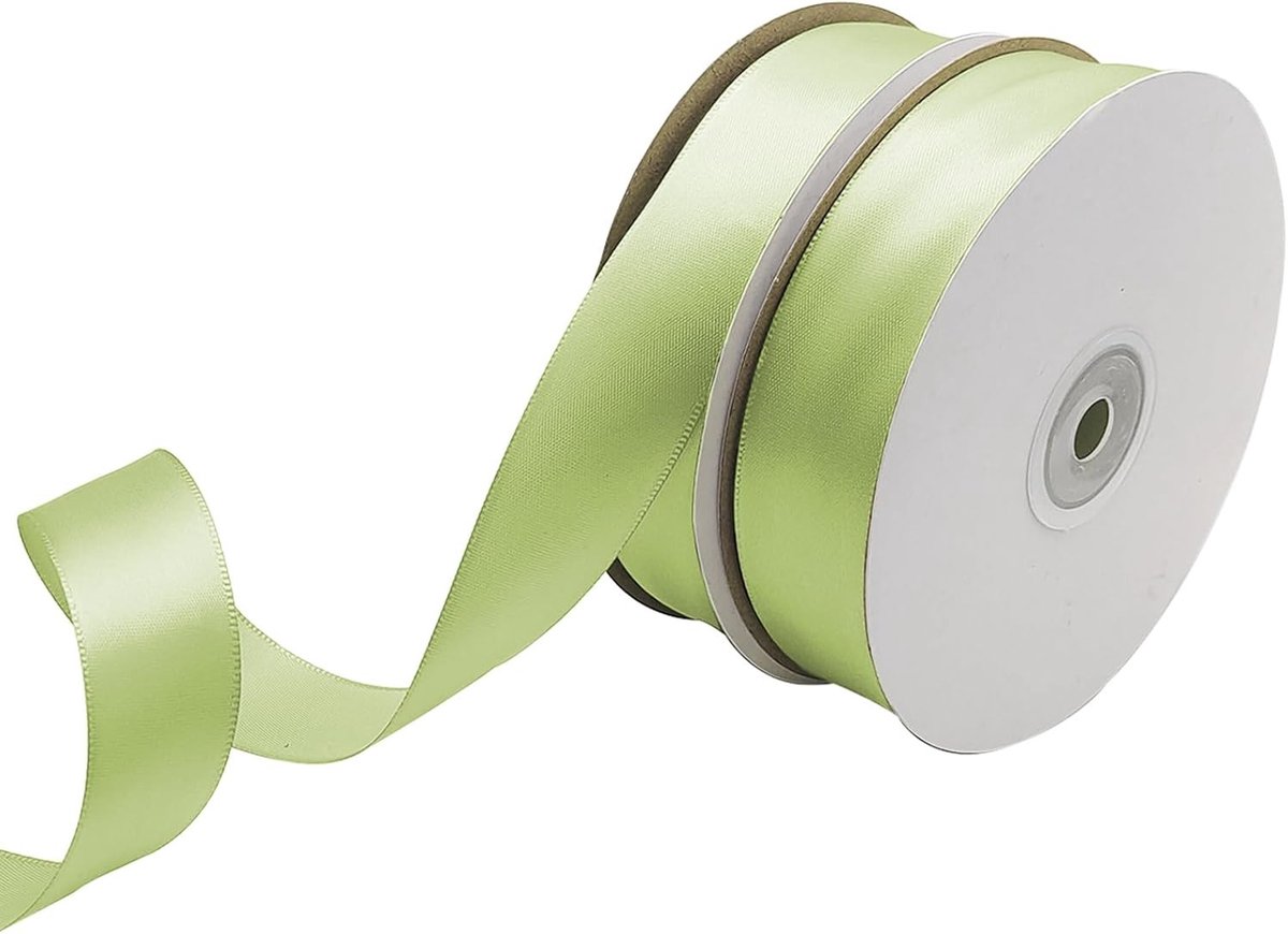 2 Rollen 45m Breed Groen Satijnlint 25mm voor Cadeauverpakking, Bruiloft Decoratie en Creatieve Klussen