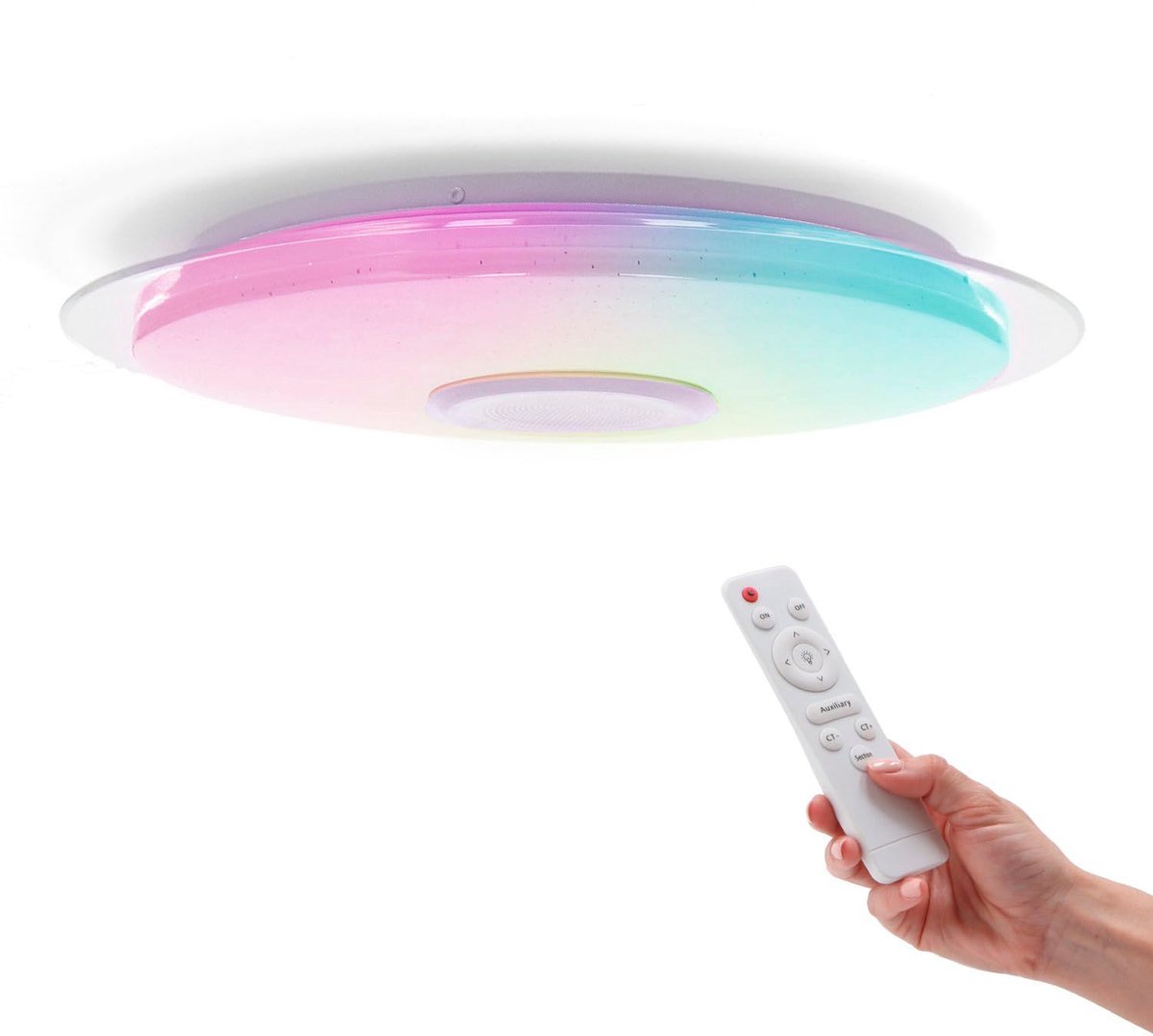 SnelShoppen - Dimbare LED Plafondlamp 36W, 500mm, RGB+CCT Kleurverandering met Bluetooth Luidspreker, Afstandsbediening & App, Ideaal voor Badkamer en