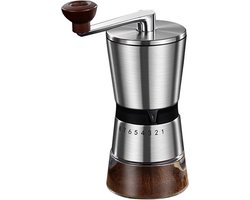 Precisie handmatige koffiemolen, grote capaciteit, geschikt voor thuisgebruik, 8 niveaus van instelbare grofheid, keramische bramen, handzame roestvrijstalen espressomolen, geschikt voor op reis en kamperen, gemakkelijk schoon te maken