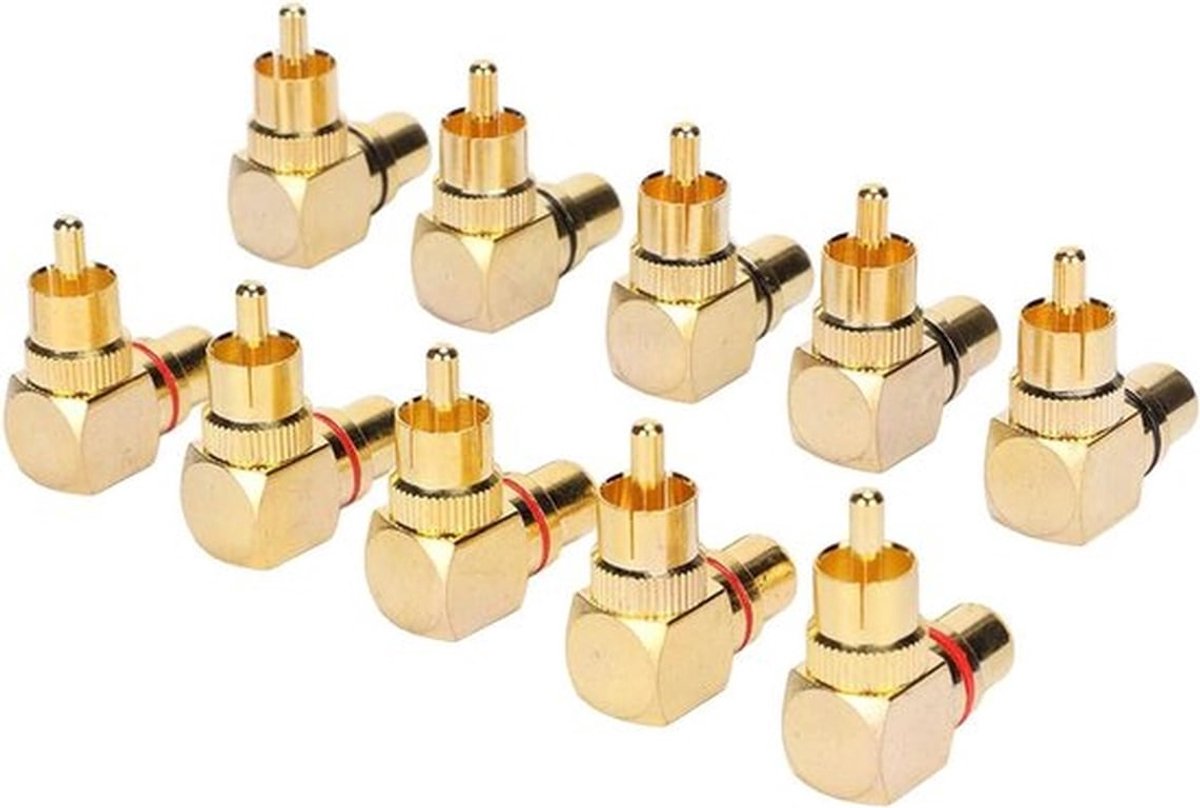 Adapter set van 5 stuks - 90 graden hoek - Mannelijk naar Vrouwelijk - Vergulde Elleboogconnectoren