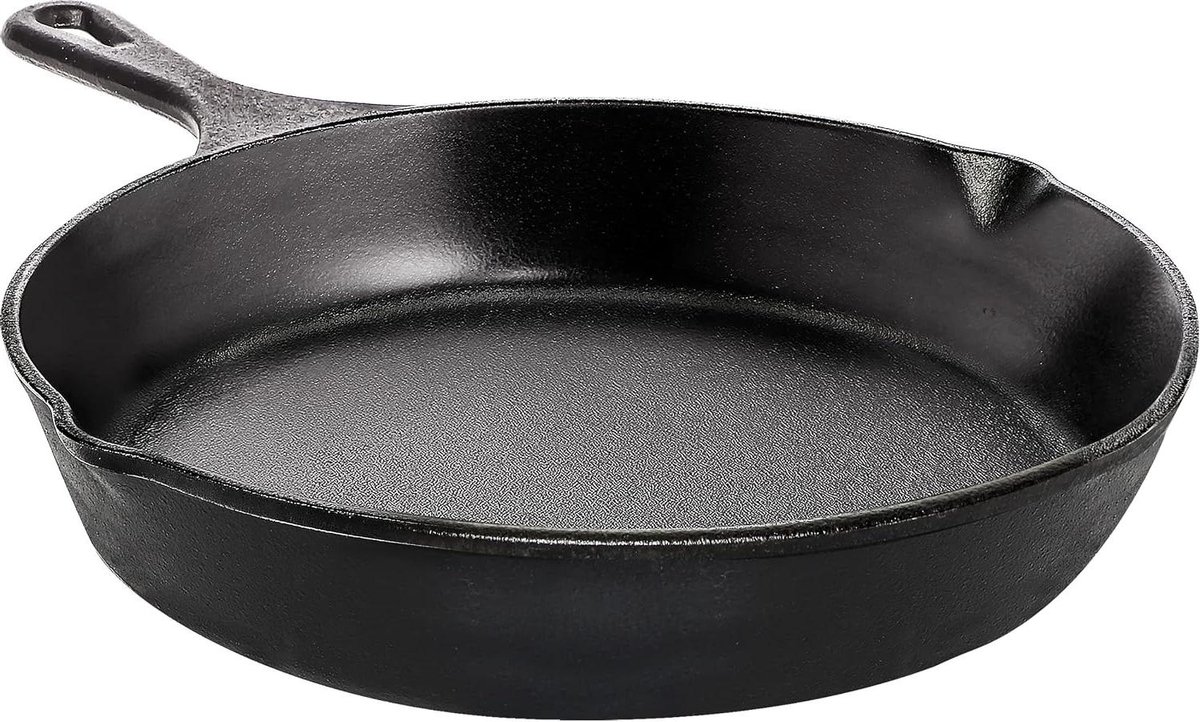 Gietijzeren braadpan - Koekenpan Skillet - Culinaire avonturen - Fabriek voorbehandeld - 20 cm - Zwart