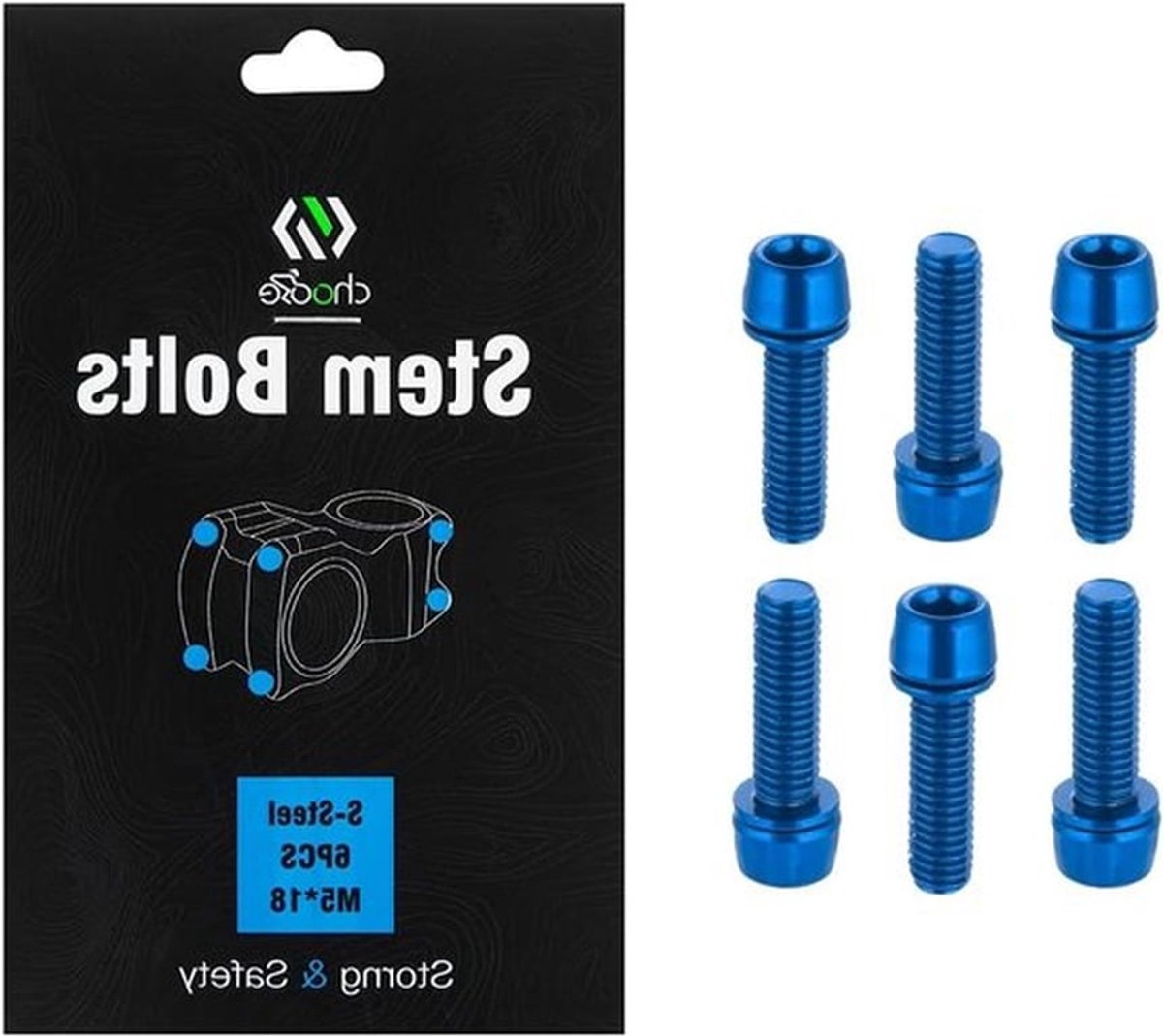 CNC schroeven voor fiets en MTB, M5 x 18 mm stuurschroeven in blauw, duurzaam en lichtgewicht