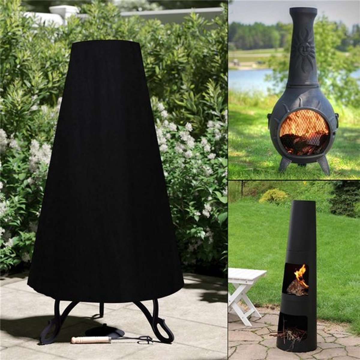 Tuinhaardhoes Waterdicht - Beschermhoes - Tuinhaard - Buitenhaard - Tuin - 210D Oxford Stof - Haardhoes