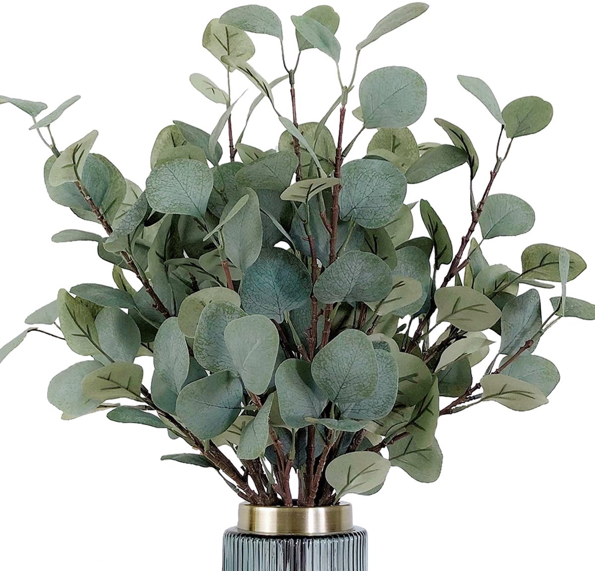 SnelShoppen - 6 Stuks 90 cm Lange Kunstmatige Eucalyptusbladeren - Faux Zilveren Dollar Takken in Grijsgroen voor Thuis, Bruiloft, Feestdecoratie