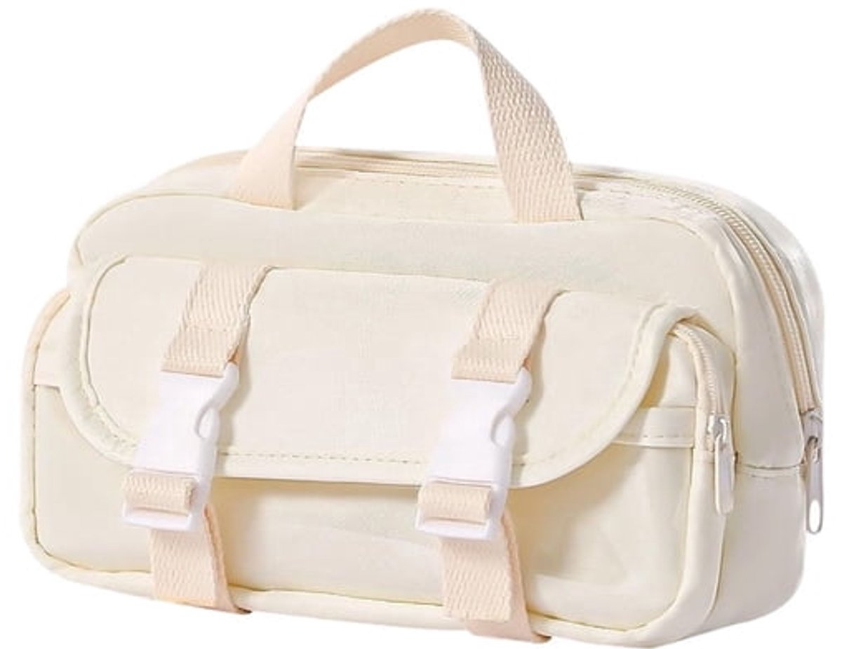 LISM-1-delig etui, stijlvolle etui met ritssluiting, grote capaciteit, geschikt voor tieners en volwassenen - beige