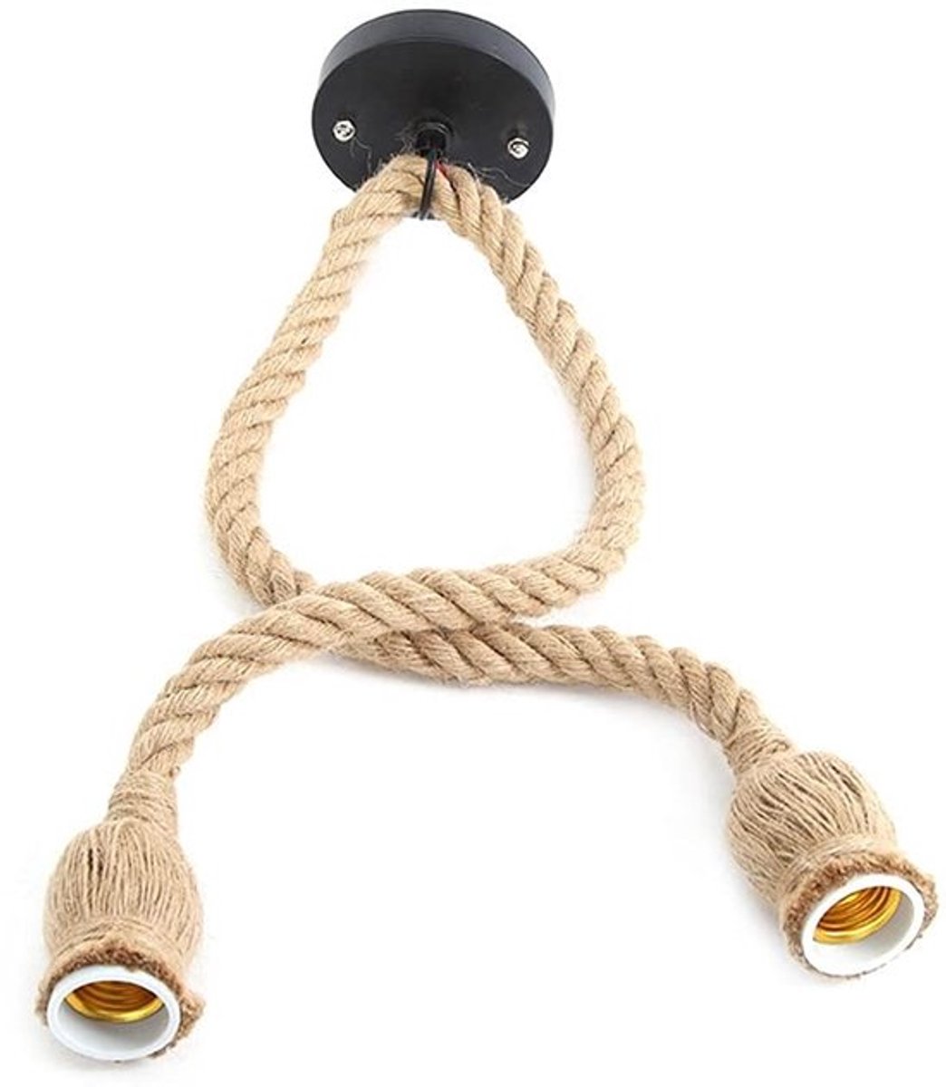 E27 Lampenhouder - Vintage Hanglamp - Hoogwaardige Binnenverlichting - 1m - 2 Lampenhouders - Jute Touw - Stijlvol - Lichtbron