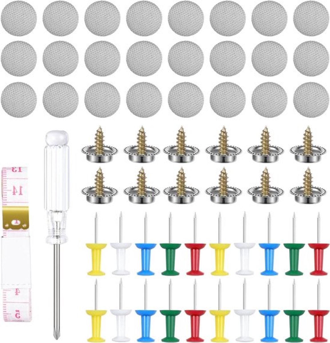 Dakbekleding Reparatieset voor Auto | 72 Stuks | Reparatieknop, Snap Rivets, Beugel | Schroevendraaier, Meetlint