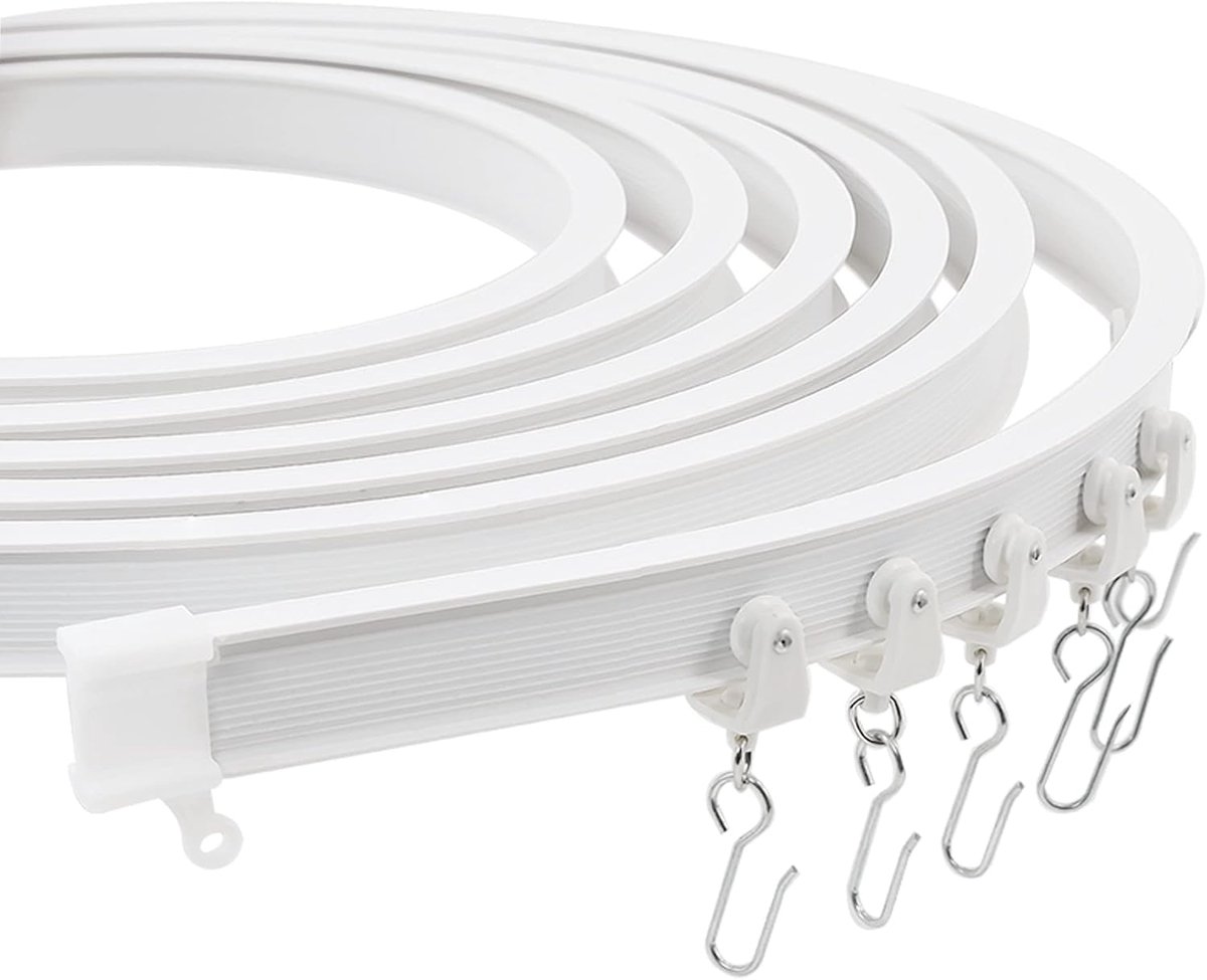 SnelShoppen - Trimold Premium 6m Plafond Gordijn Rail Systeem, Flexibel en Duurzaam Ontwerp voor Gemakkelijk Glijden, Ideaal voor Douche, Ramen, Campe