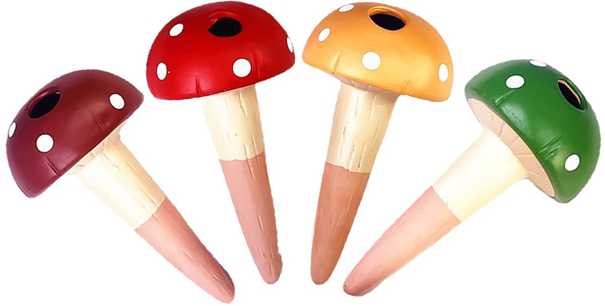 SnelShoppen - Automatische Bewatering voor Potplanten - 4 Klei Paddenstoelen in Kleurrijke Ontwerpen - Druppelbewatering voor Bloemen in Potten - Zelf