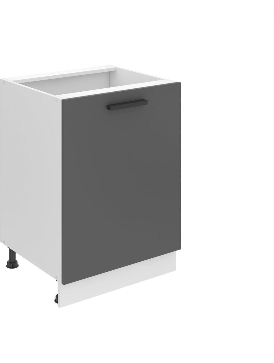 BELINI Keukenonderkast SD 60 cm met 1 Deur - Zilver Mat