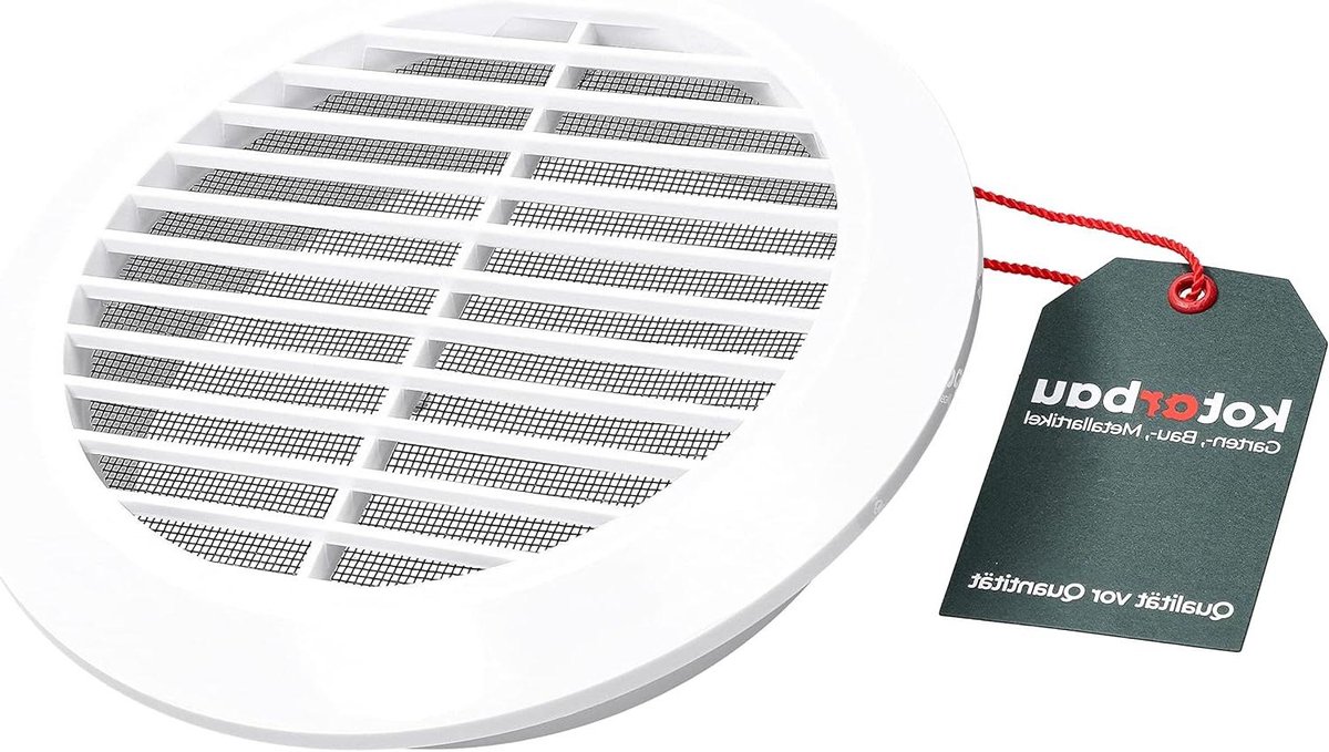 Ventilatierooster Rond - Afvoerrooster Lamellen - Luchtcirculatie Verbeteren - Met Insectenwerend Gaas - Diameter 150 mm - Wit