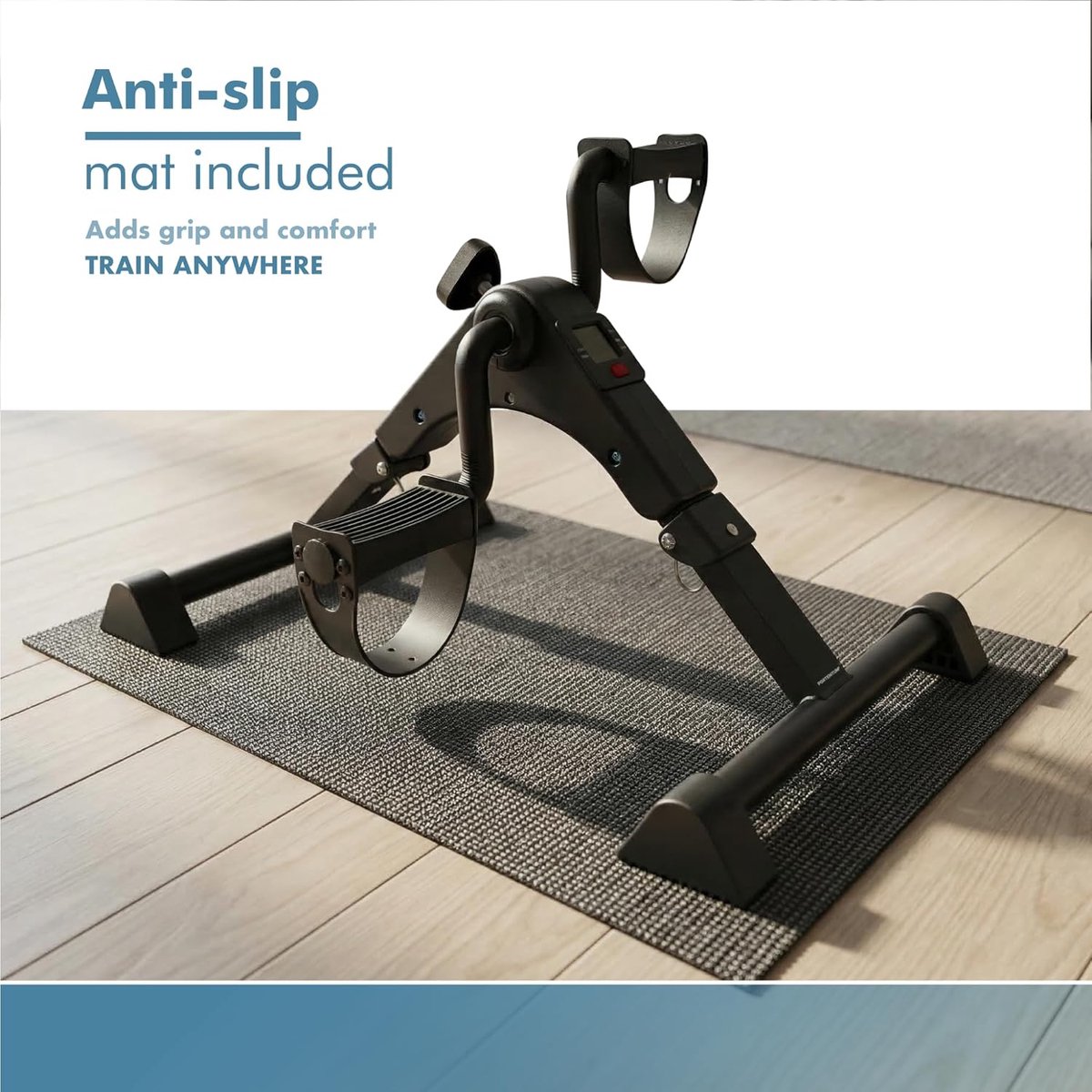 SnelShoppen - Elektrische Pedaaltrainer voor Senioren, 12 Snelheden, Afstandsbediening, Beentrainer Zittend met Mat en LCD-Display, Compacte Mini-Home