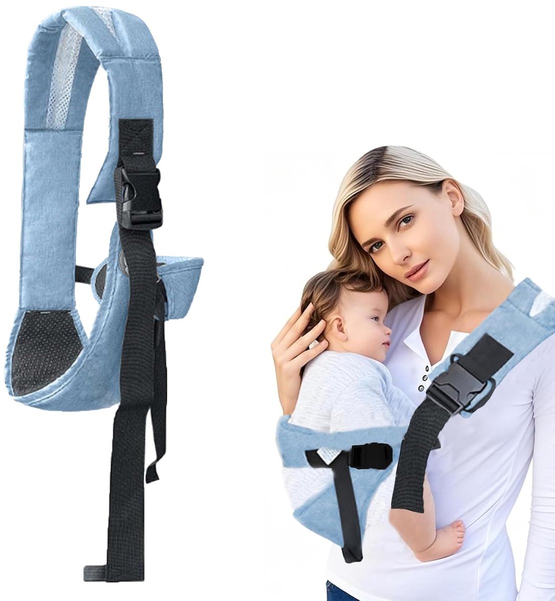 SnelShoppen - Draagdoek voor Kinderen tot 30 kg, Multifunctionele Heupdrager, Verstelbare Zijdrager voor Peuters en Zuigelingen van 6-48 Maanden, Mesh