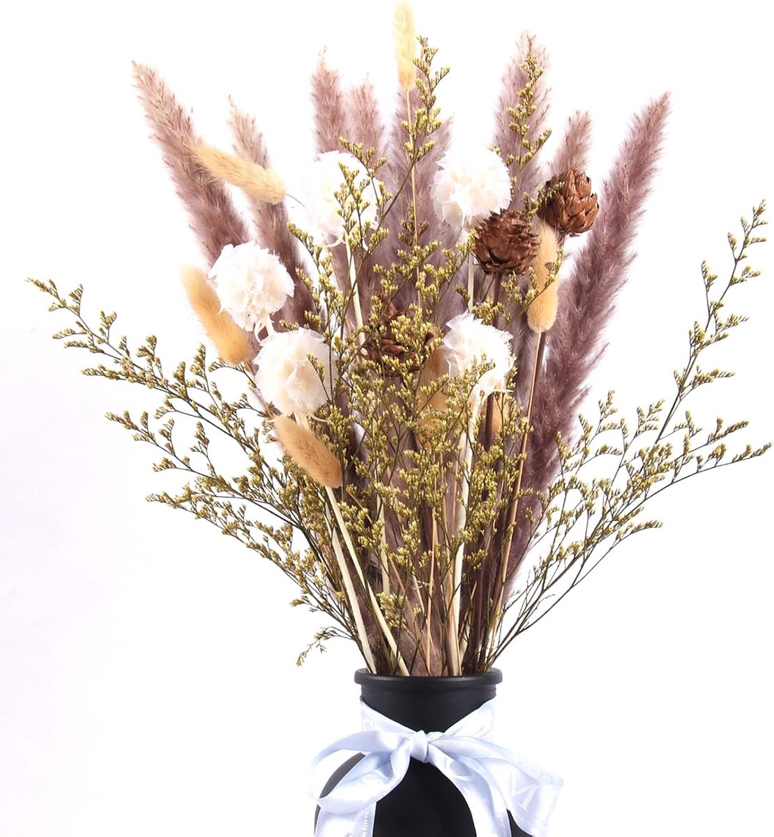 SnelShoppen - Pampas gedroogde bloemen 63 stuks, natuurdecoratie, doe-het-zelf boeket, boho stijl voor woonkamer, slaapkamer, vazen, gedroogde bloemen