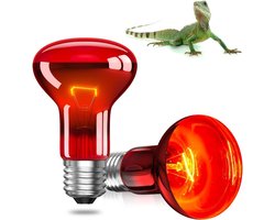 Reptielen Warmtelamp - Infrarood Lamp - Terrarium Verwarming - Volledig Dimbare - E27 50W - Rood Licht