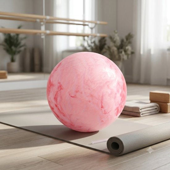 Wolk Roze Pilates en yoga bal Unisex Gymnastiek bal Fitness bal Balans bal Oefen bal Matte Marmerlook Inclusief Opblaasrietje Core Training Yoga Pilates Binnengebruik — afbeelding 5