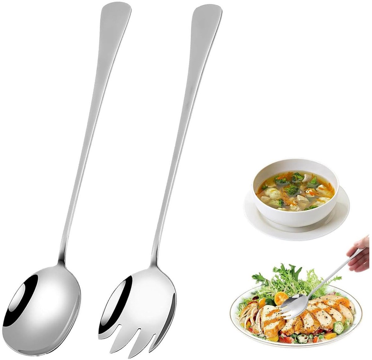 Solidchoice - Set van 2 Serveerbestek, 28 cm, RVS