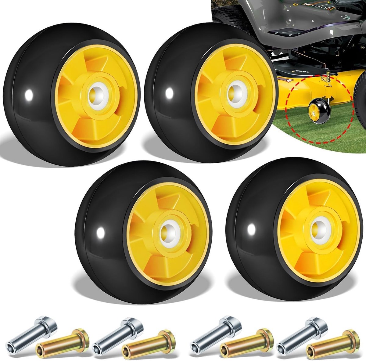 Solidchoice - 4-Pack Maaidek Wielset voor Grasmaaiers, Duurzaam en Eenvoudig te Installeren