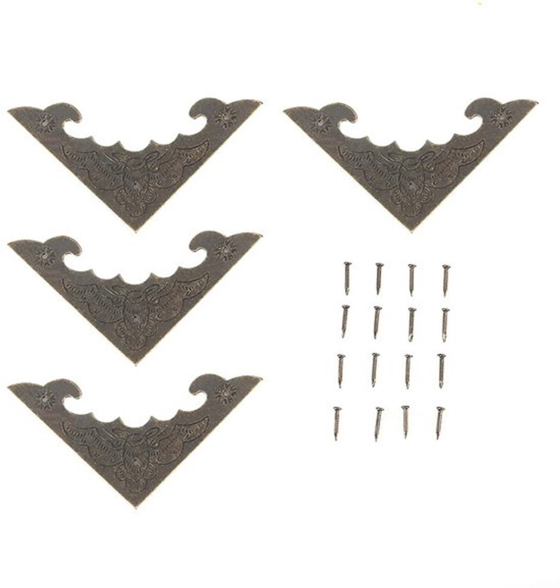 Hoekbeschermers Antiek Ontwerp - 12 Stuks - Decoratieve Hoekbeschermers - Houten Doos Bescherming - IJzer - Brons Kleur - Hoekdecoratie