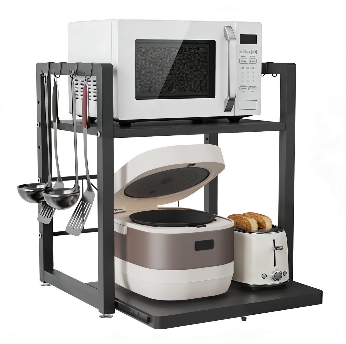 Solidchoice - Ruimtebesparend Magnetron Rek met Lade en 2 Planken