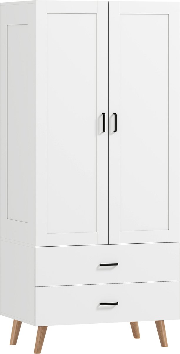 HOMCOM-Kledingkast-Spaanplaat-80x54x180cm-Natuurlijk hout