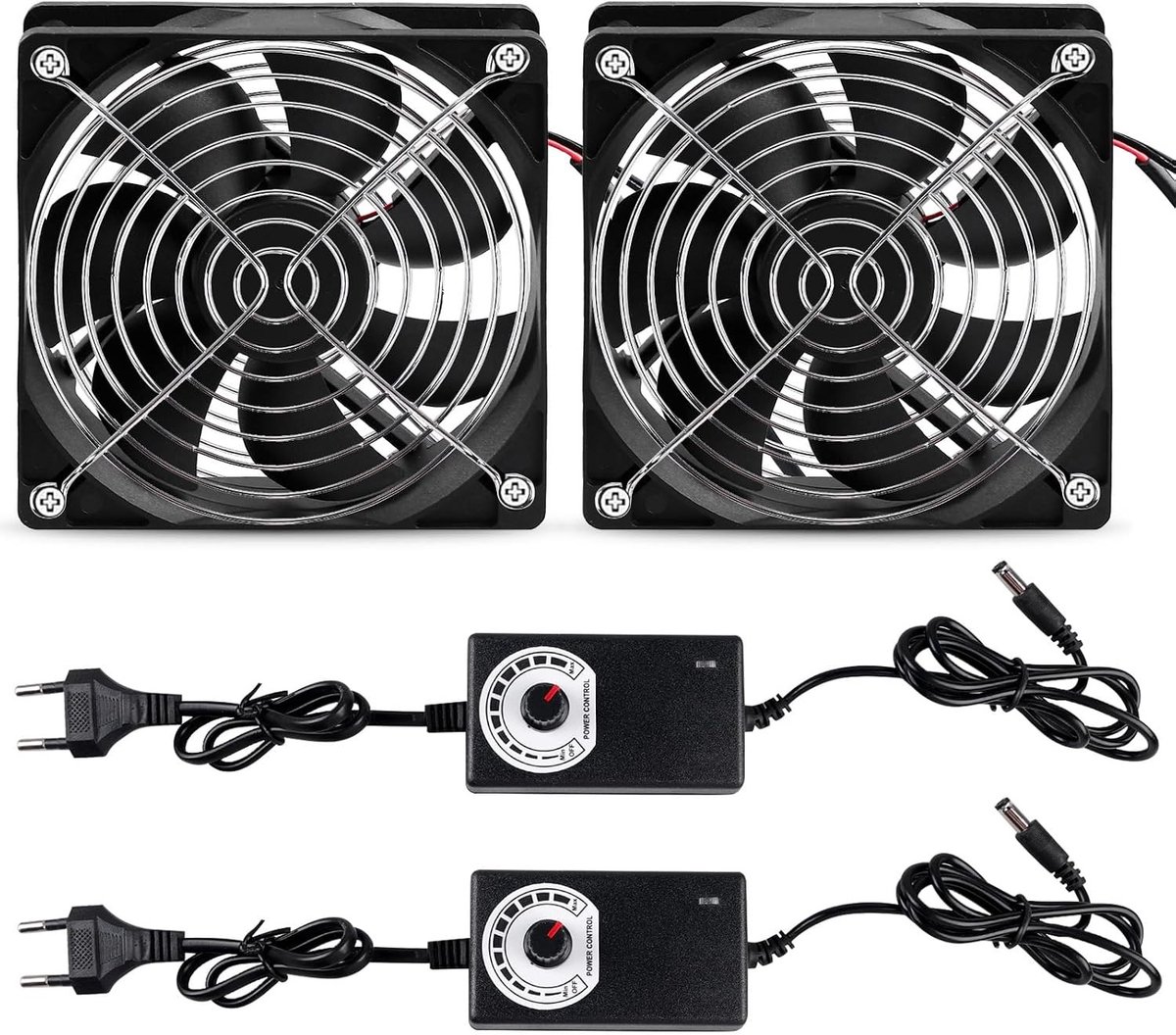 Mini-afvoerventilator - Zwart - 12 x 12 x 12 cm - Hoogwaardige 12V Ventilator met Instelbare Snelheid - Voor Doe-het-zelf en Buitenactiviteiten