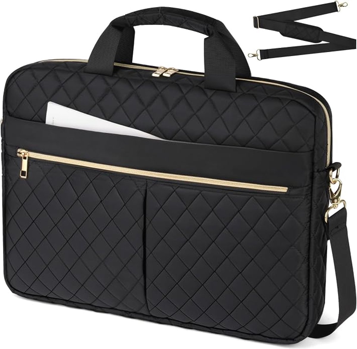 Laptoptas - 15.6 inch Grote Waterdichte Werktas voor Dames - Laptophoes en Opbergtas - Geschikt voor Werk Zaken en Universiteit - Zwarte Kleur - 1 Stuk