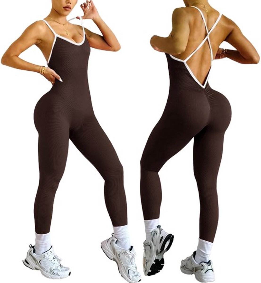 Jumpsuit Dames Strak - Eendelig - Figuurvormend - Naadloos - Comfortabel - Geschikt voor Fitness/Yoga - Sportoutfit
