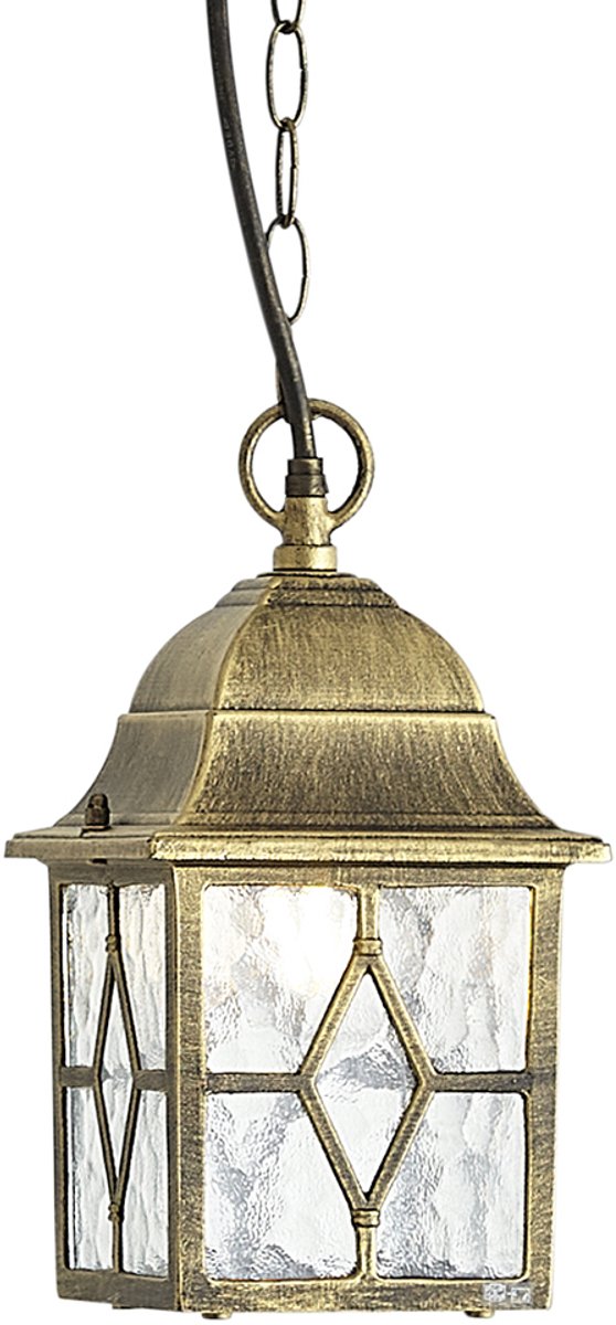 Qazqa antieke uitstraling hanglamp voor in de tuin - London - gold, max. 15W, geschikt voor led, 15cm, IP23, vierkant