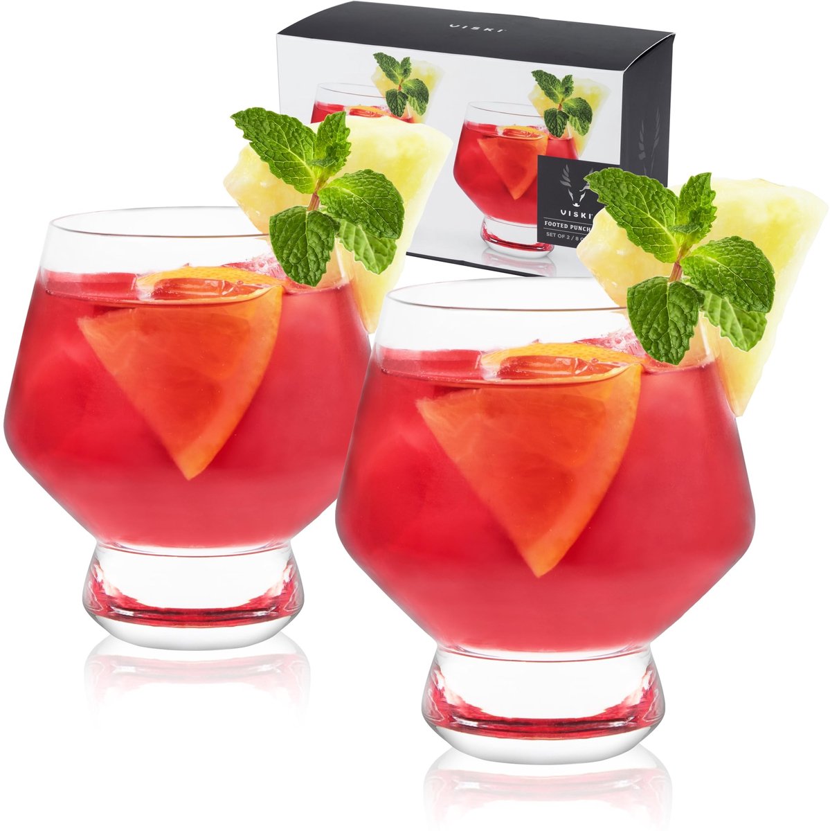 Solidchoice - Set van 2 Voetige Punchbekers van Kristal 8 oz